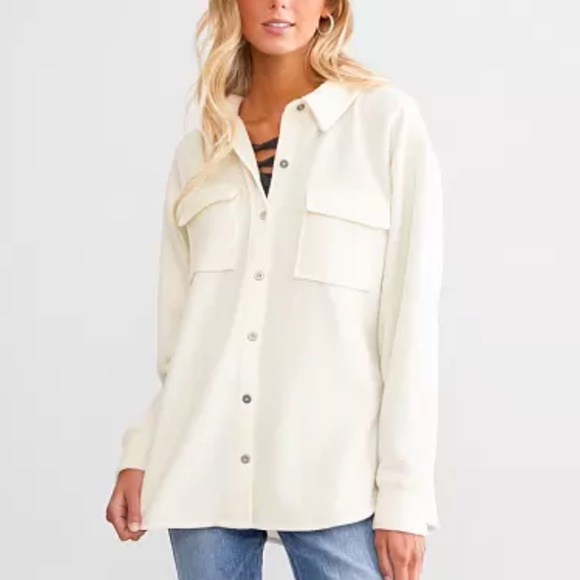 NWT BKE (Buckle) Fleece Boyfriend Shacket Off White (Size M) - Picture 2 of 7